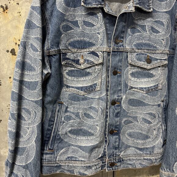 Hysteric Glamour x Supreme Denim Snake Trucker Jacket Blue Medium SS21 - Picture 3 of 10